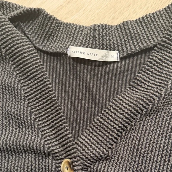 Altar'd State Charcoal Button-Up Cardigan - Picture 3 of 4